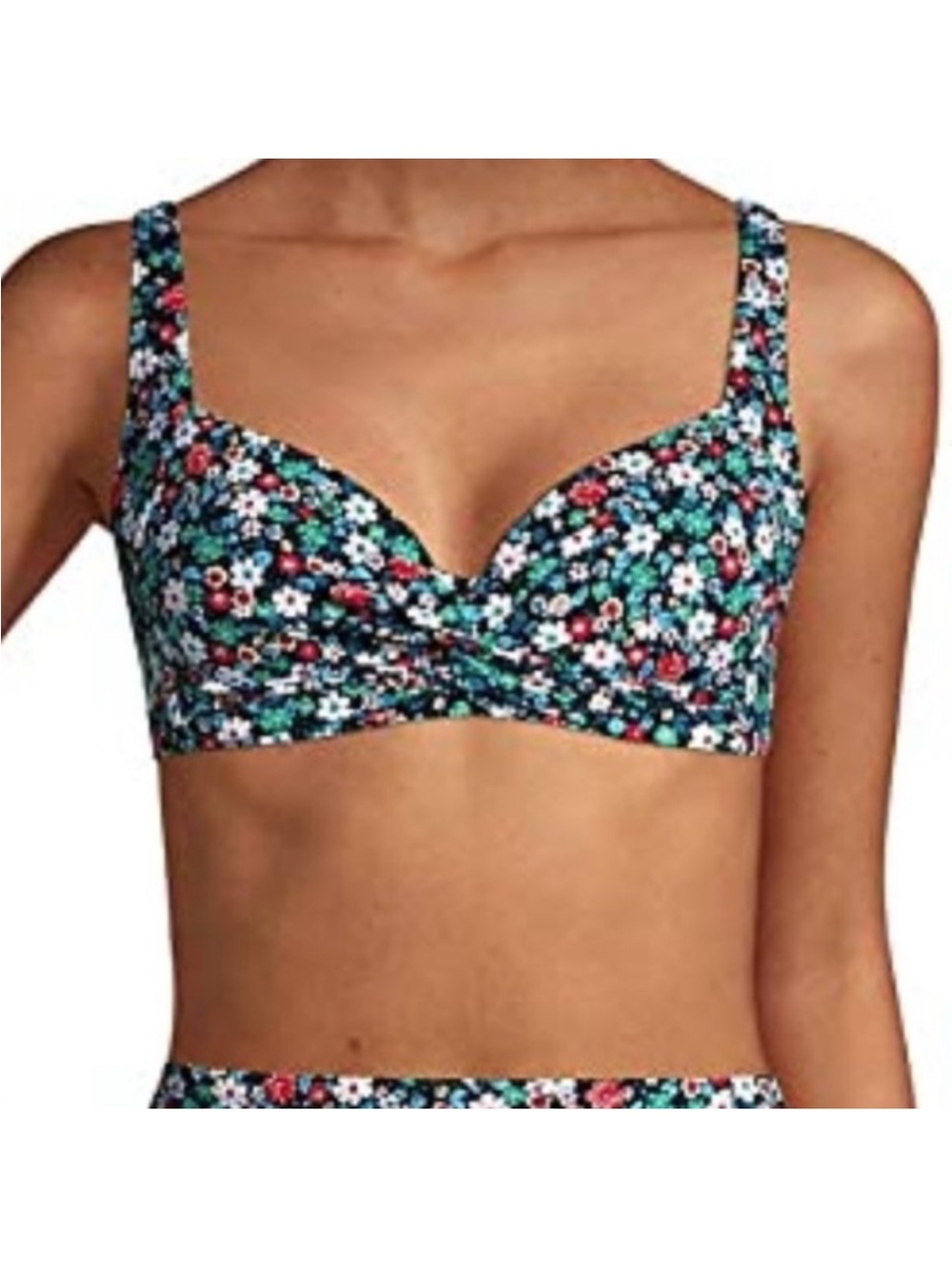 Lands End Floral Twist Front Women's Swim Top/bottom  top 6 bottom small
